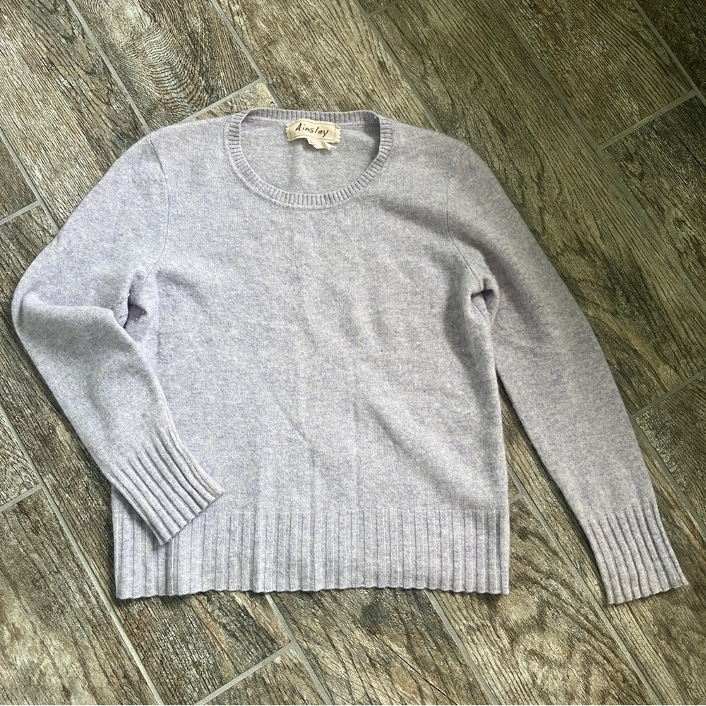 Ainsley 100% Cashmere Long Sleeve Sweater, Lavender, Women’s Large